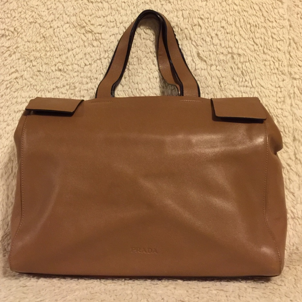 Prada Tan Leather Tote Bag